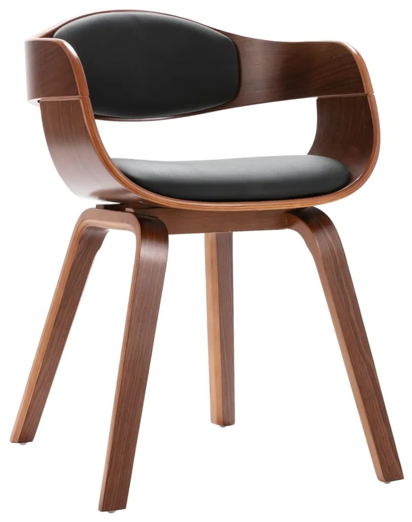 Scaune de bucatarie, 6 buc., lemn curbat si piele ecologica 6, maro inchis si negru