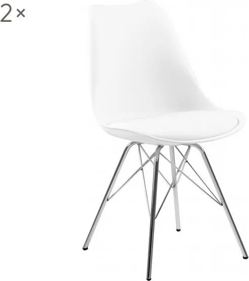 Set de 2 scaune Eri, alb, 86x49cm