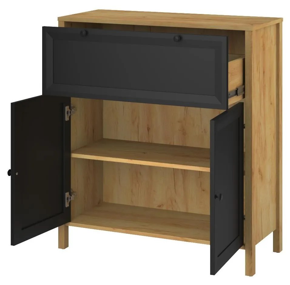 Comodă Bruselas 1 (stejar craft auriu + negru) . 1116781