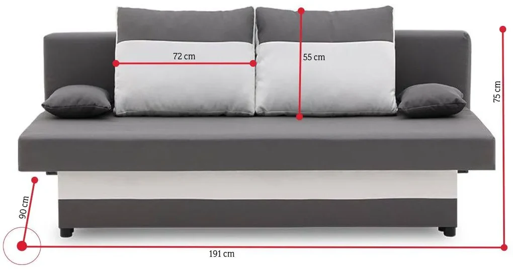 Supermobel Canapea extensibilă ZALANI,191x75x90,haiti 17/haiti 14