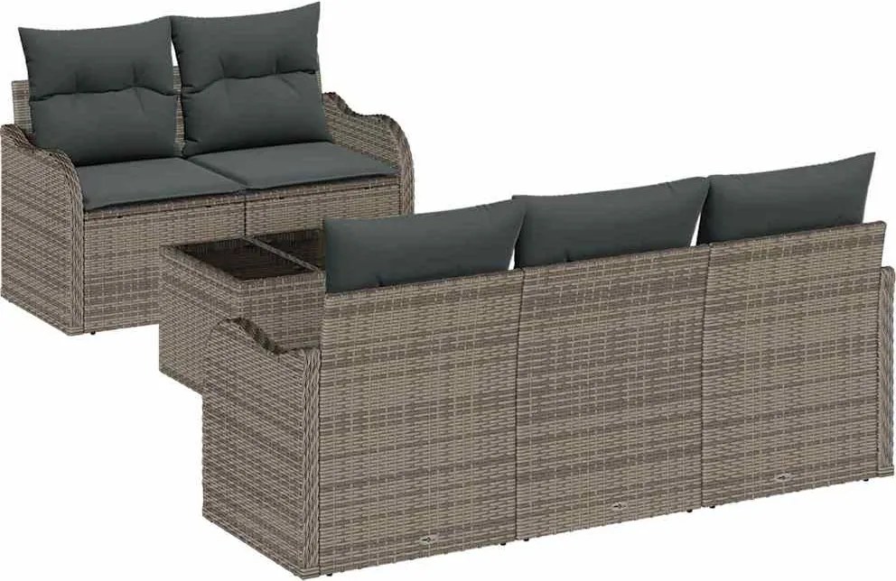 vidaXL Set de canapele pentru grădină cu pernă cu depozitare 6 pcs Gri