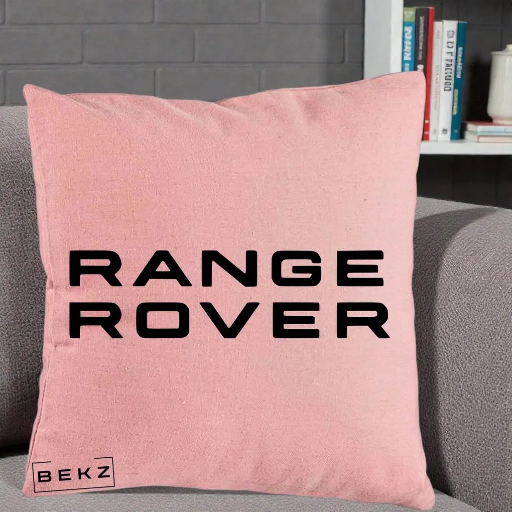 Perna Personalizata cu emblema Range Rover, 40x40 cm, Roz, Husa Detasabila, Perna Inclusa, BEKZ®