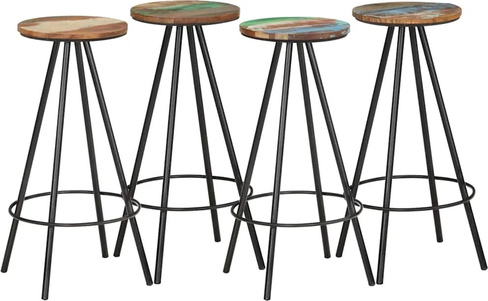 vidaXL Scaune de bar, 4 buc., lemn masiv reciclat
