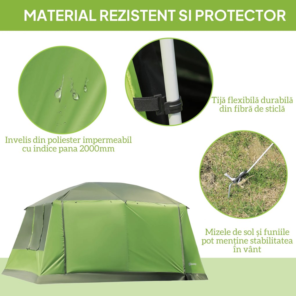 Outsunny Cort pentru Camping cu Veranda 8 Persoane 405×305×225cm | Aosom Romania