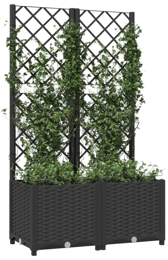Jardiniera de gradina cu spalier negru, 80x40x136 cm, PP