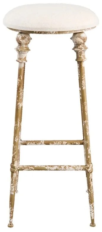 Scaun bar rotund, maro antichizat, din metal, Ø 34x78 cm, stil brocante