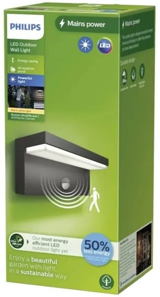 Aplică de exterior cu senzor Philips BUSTAN LED/3,8W/230V IP44
