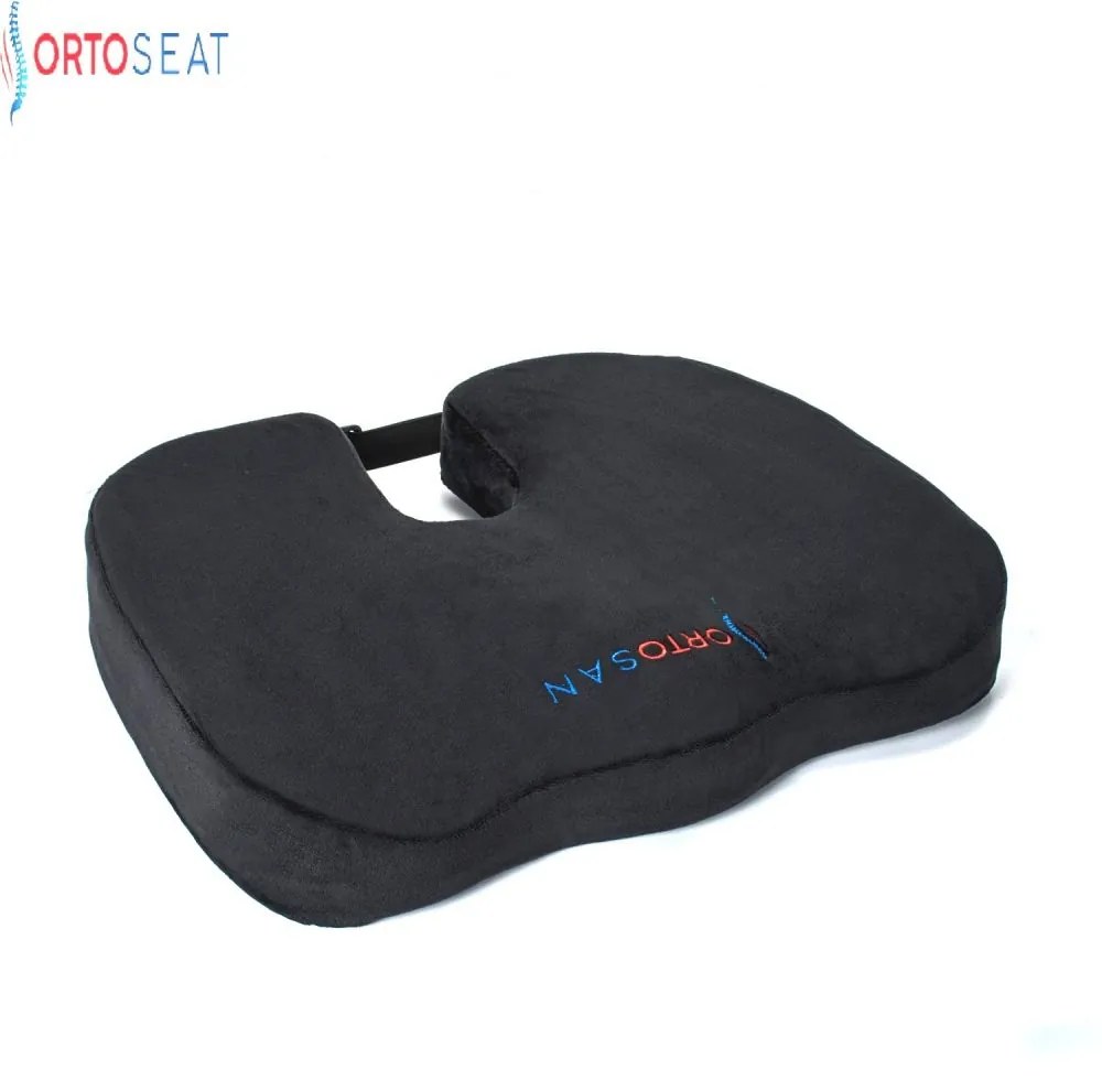 Pernă ortopedică pentru șezut, din spumă cu memorie, Husă Catifea, Fermitate NORMALĂ