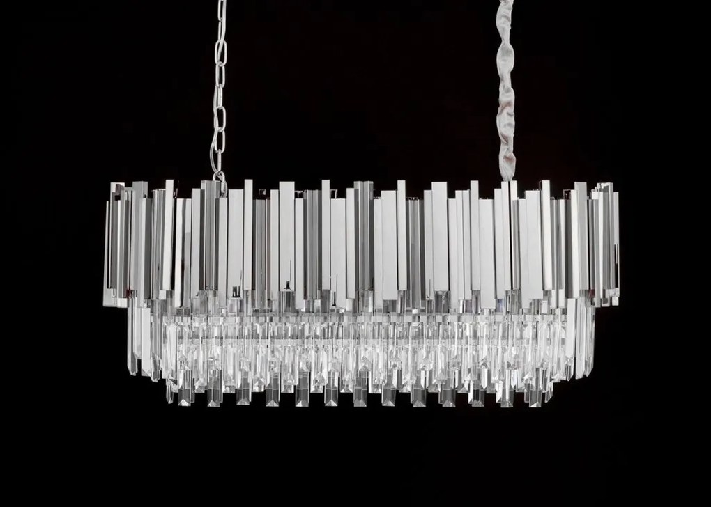 Lustra suspendata, Cristale de Sticla, Glamour Long Silver 90