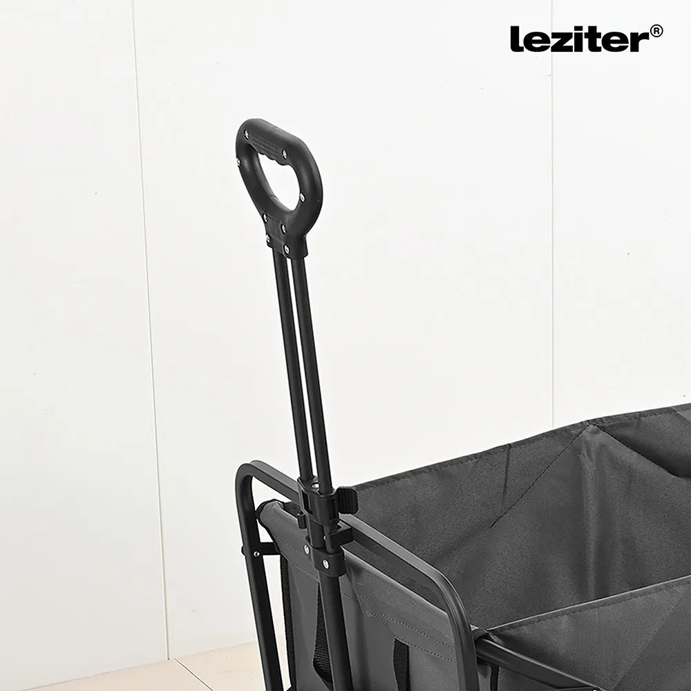 Cărucior de plajă pliabil de grădină premium cu masă gri