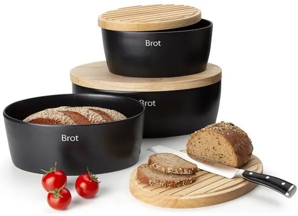 Cutie de pâine 13,5x30 cm neagră/bej Continenta C3730