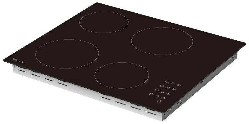 Plita vitroceramica incorporabila Tesla HV6402MB, 6600W, 9 trepte, 4 zone, Temporizator, Blocare copii, Negru