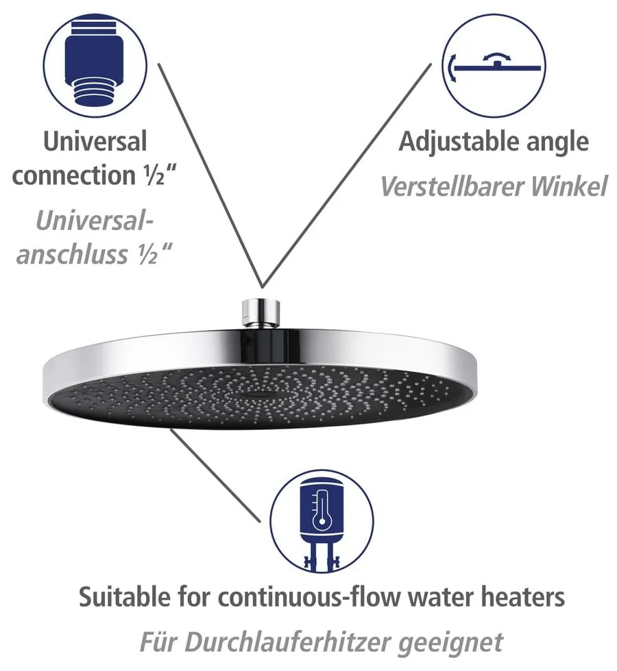 Set de duș argintiu lucios din oțel inoxidabil 120 cm Soft Water – Wenko