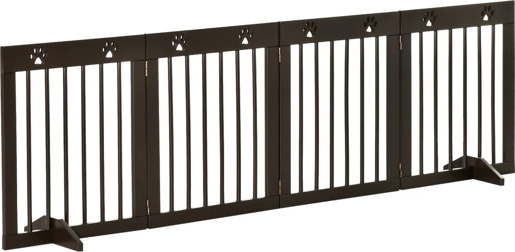 PawHut Poartă Independenta Lemn Balamale Picioare Detasabile Labe Sculptate, 204x30x61cm, Maro Cafeniu | Aosom Romania