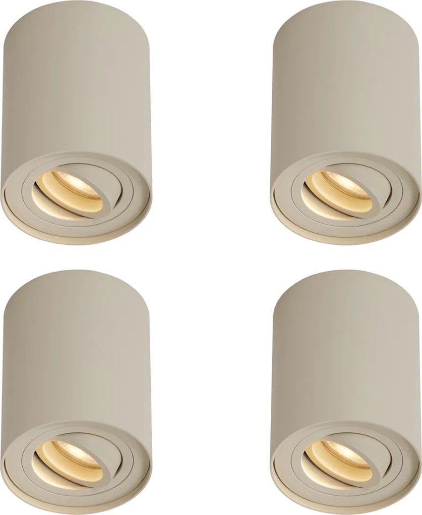 Set de 4 Spoturi Moderne Aplicabile Bej GU10 50mm Orientabile și Înclinabile - Rondoo Up