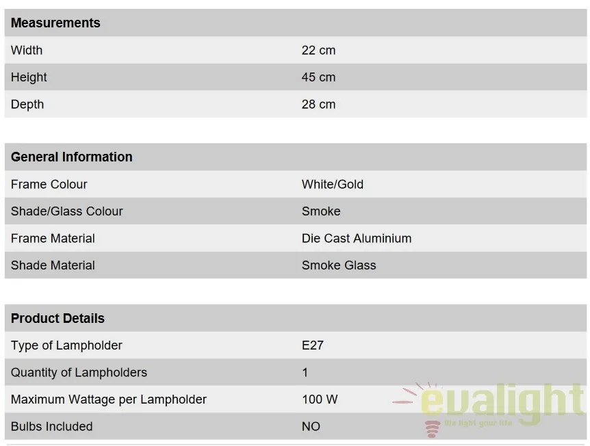 Aplica de perete exterior stil clasic IP43 Puchberg AL 11K/82571 weiß-gold/rauch OR