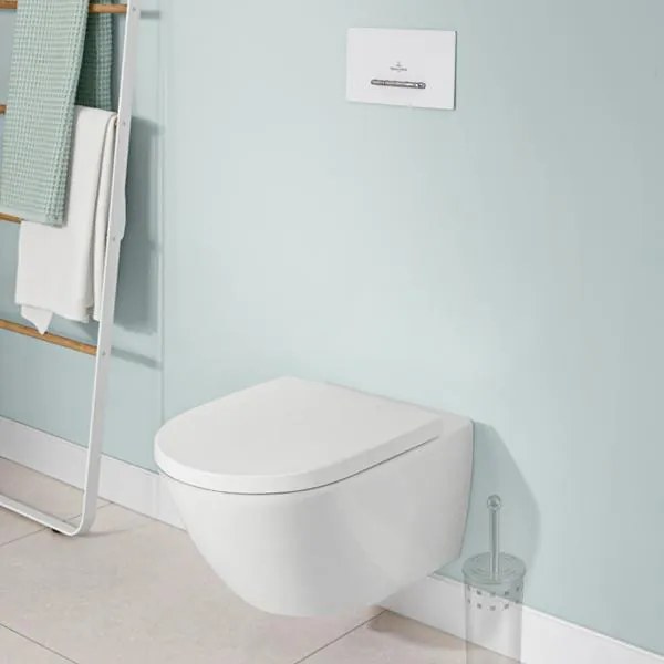 Set vas WC suspendat, Villeroy & Boch, Subway 3.0, cu Twist Flush si capac cu soft close si quick release, alb