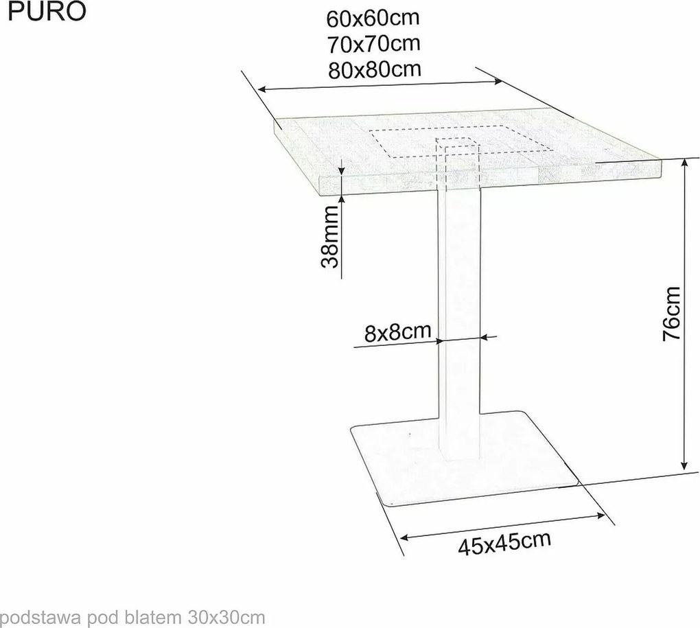 OFERTA Masă de dining neagră cu blat în decor stejar PURO 60x60 Calitatea II