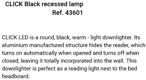 Spot incastrabil cu reader LED directionabil CLICK Black