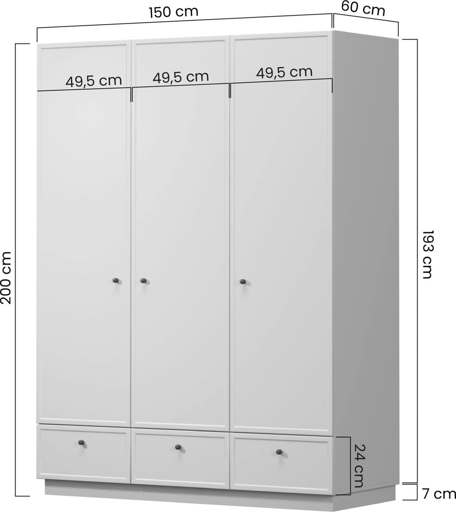 Dulap Lorini 150 cm cu rafturi - cașmir / mânere aurii T-bar