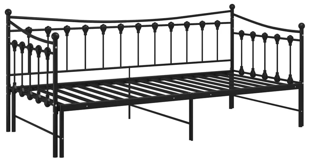 Cadru pat canapea extensibila, negru, 90x200 cm, metal Negru