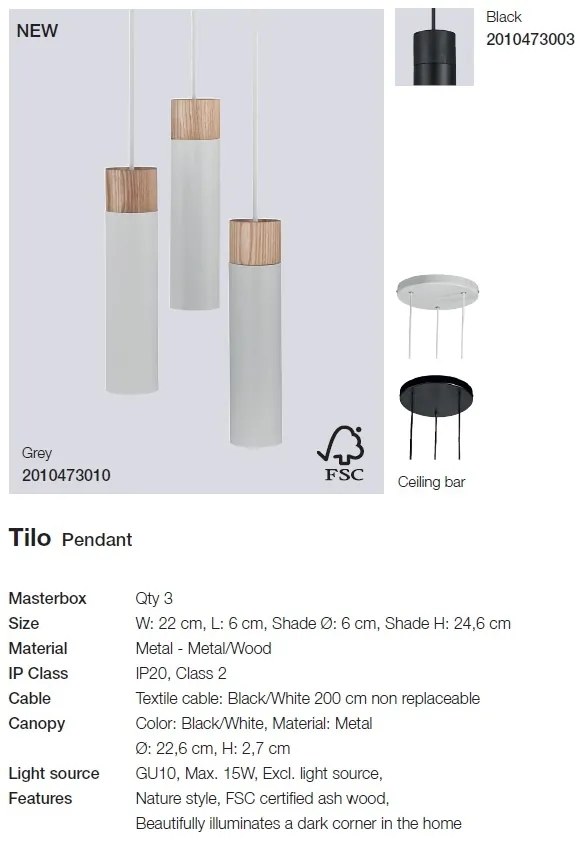 Lustra cu 3 pendule stil minimalist design nordic Tilo negru 2010473003 NL