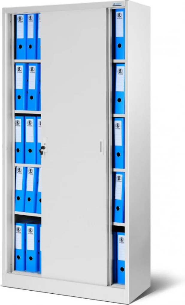 Dulap metalic Kuba cu uși glisante, gri (90x185 cm)