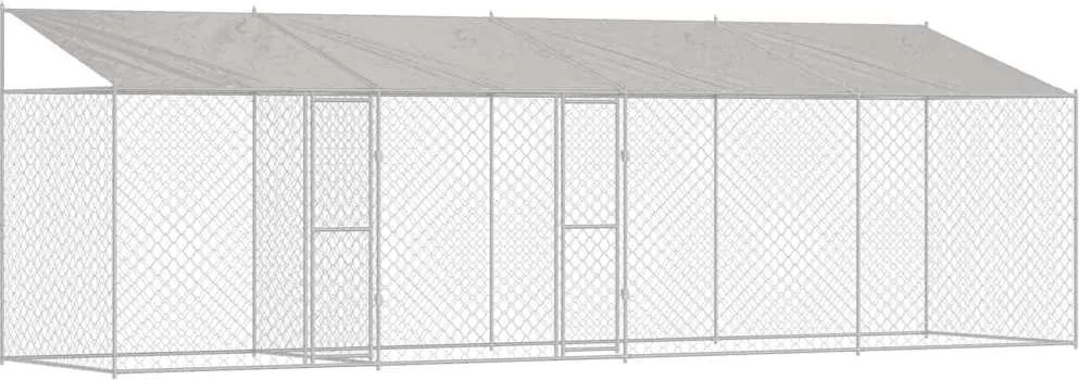 vidaXL Cușcă pentru câini cu acoperiș Argintiu 800 x 200 x 256 cm