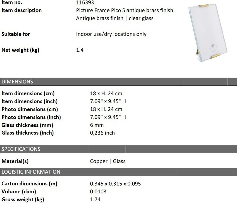 Rama foto, obiect decorativ design LUX Pico S 18x24cm