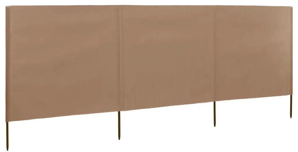 vidaXL Paravan anti-vânt cu 3 panouri, gri taupe, 400x120 cm, textil