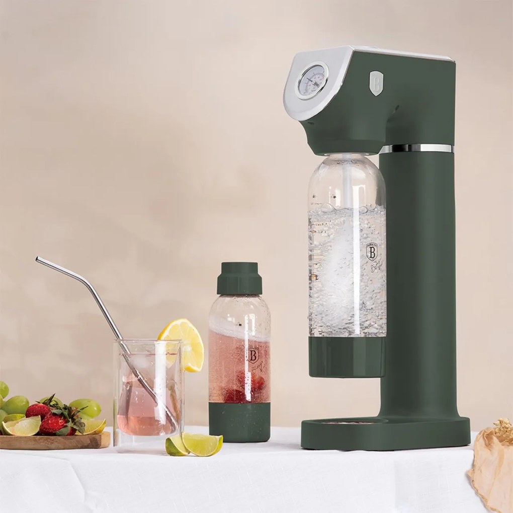 Aparat preparare bauturi carbogazoase Green Matt Berlinger Haus BH 9785N, verde mat, include 2 sticle reutilizabile