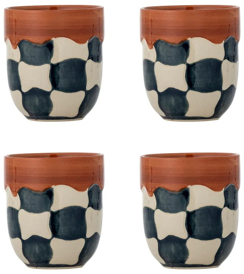 Cești 4 buc. din gresie 375 ml Check – Bloomingville