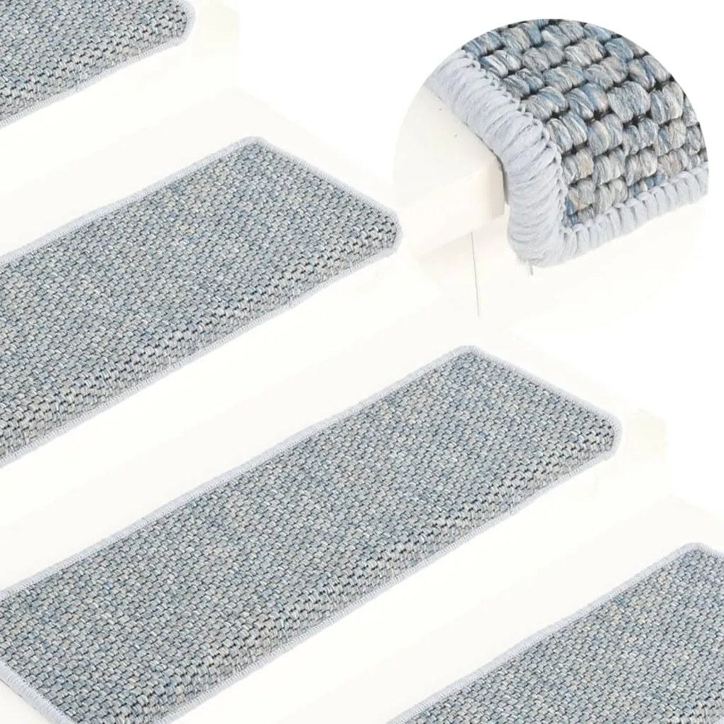 Covorase scari autoadezive, 15 buc. albastru 65x25 cm, sisal 15, Albastru, 65 x 25 cm
