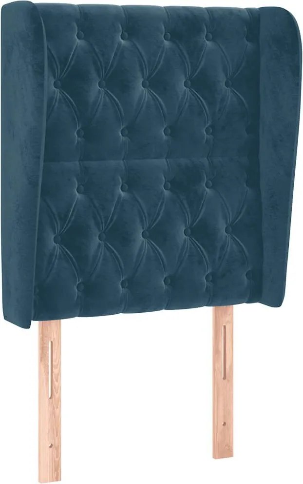 vidaXL Tăblie pat cu aripioare albastru închis 83x23x118/128cm catifea