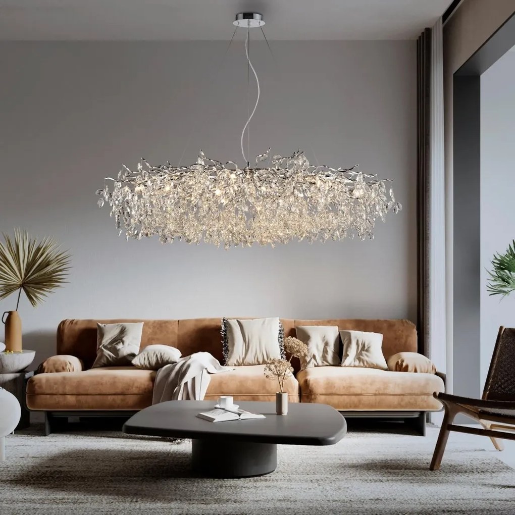 Lustra suspendata design magnific RICICLE crom, 70x150cm