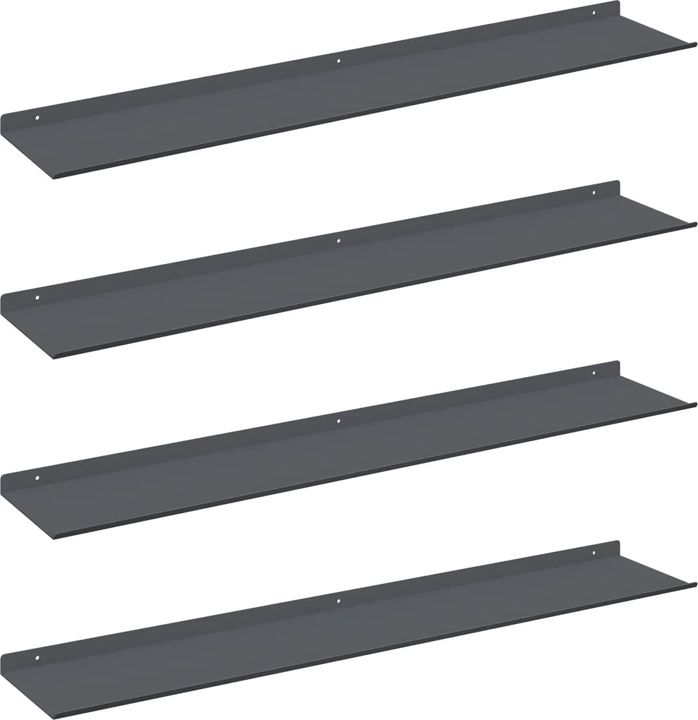 vidaXL Raft suspendat Pe perete 4 pcs Antracit 100 x 18 x 2,5 cm Oțel