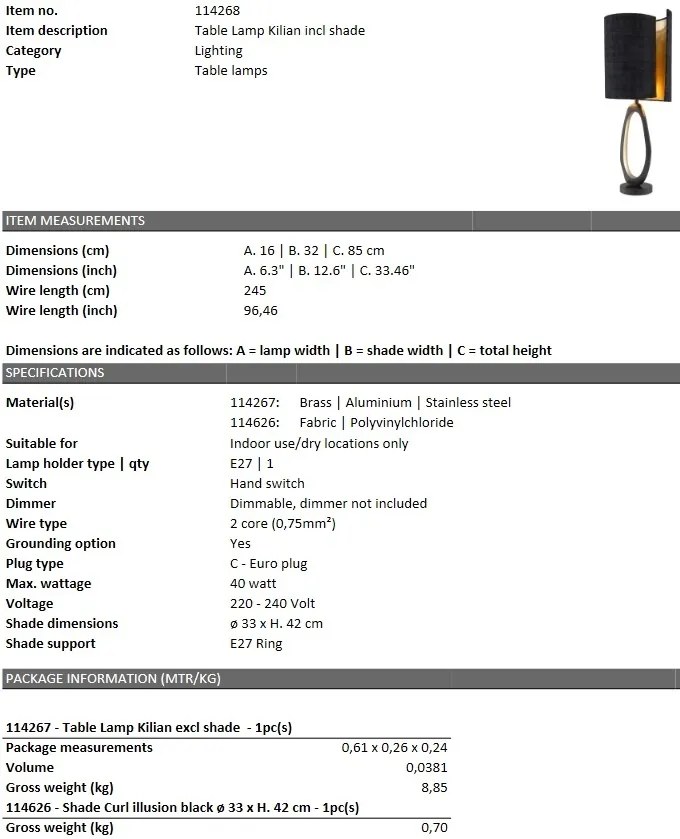 Veioza, lampa de masa design LUX Kilian, gunmetal 114268 HZ