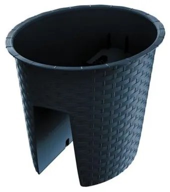 Ghiveci decorativ de flori, oval, pentru balustrade, antracit, 29.8x24.2x22.5 cm, Ratolla Railing Oval 