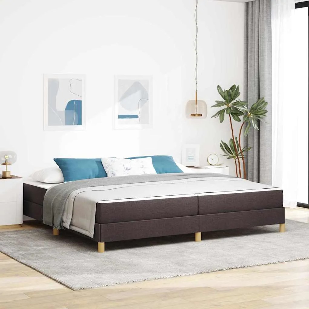 vidaXL Pat cu arcuri Maro 200 x 200 cm Țesătură, Lemn Ingineresc