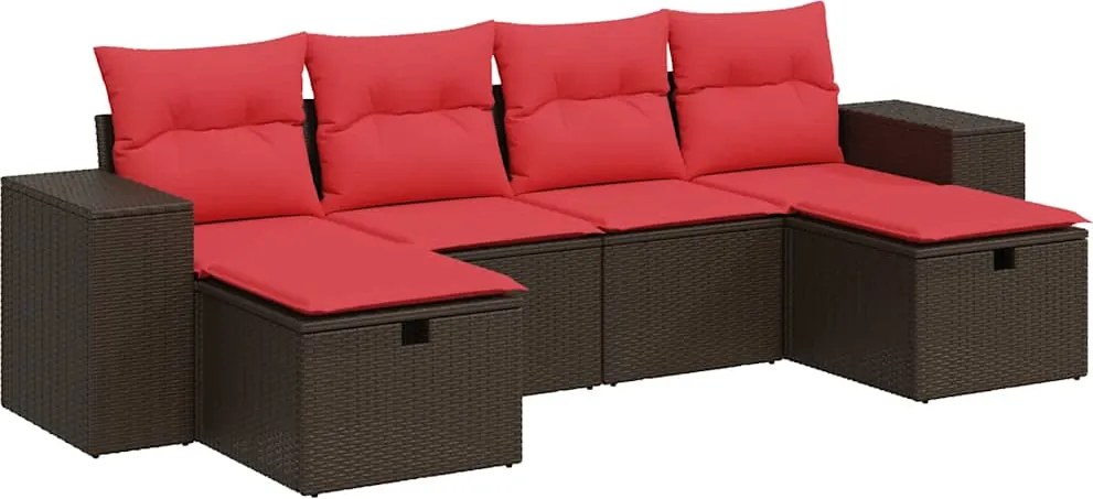 vidaXL Set canapele de grădină cu perne, 6 piese, maro, poliratan