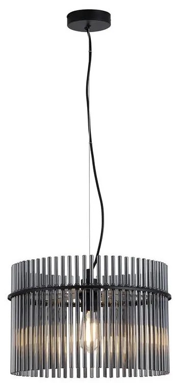 Lustra suspendata metal negru, tije din sticla Swizzle