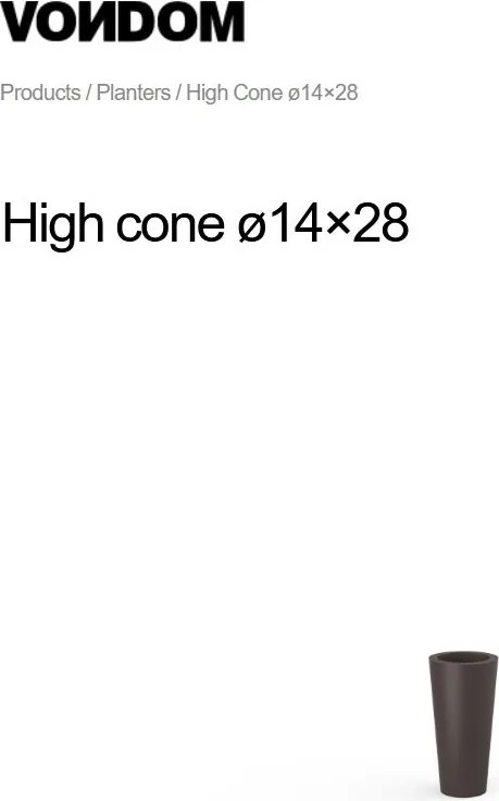 Ghiveci plante design decorativ modern interior / exterior HIGH CONE mini 14x28cm
