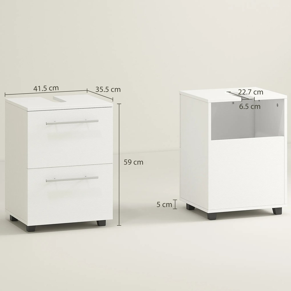 HOMCOM Dulap baie, comodă lavoar cu sertar, compact, placă aglomerată, Alb | Aosom Romania