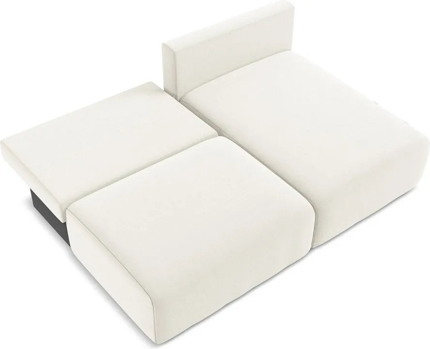 Colțar crem extensibil/cu spațiu de depozitare cu tapițerie din catifea (cu colț pe partea dreaptă/cu șezlong) Kalena – Makamii