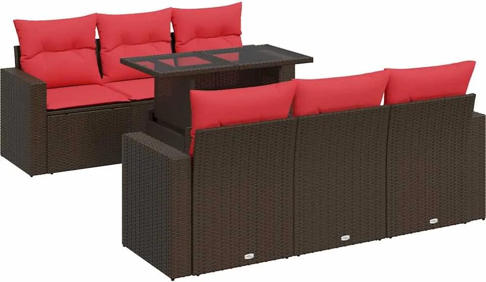 vidaXL Set canapele de grădină cu perne, 7 piese, maro, poliratan