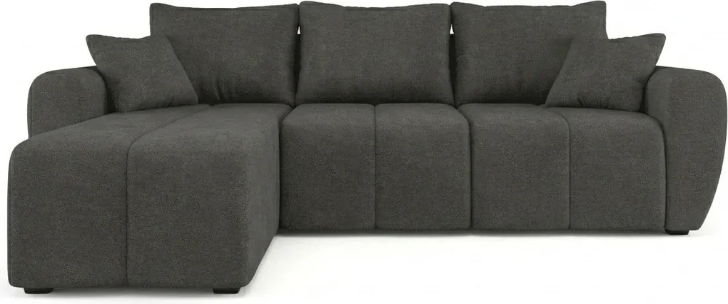 Coltar extensibil reversibil SEVIO 246x145 cm, gri inchis + 2 pernute CADOU