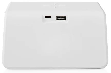 Nedis WCACQ30WT - Ceas cu alarmă, ecran LCD și încărcător wireless 15W/5V alb