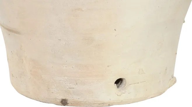 Set 2 amfore decorative din teracotă artizanală, finisaj craft alb-crem, 4 anse, 53×53×72 cm, „Jerba"