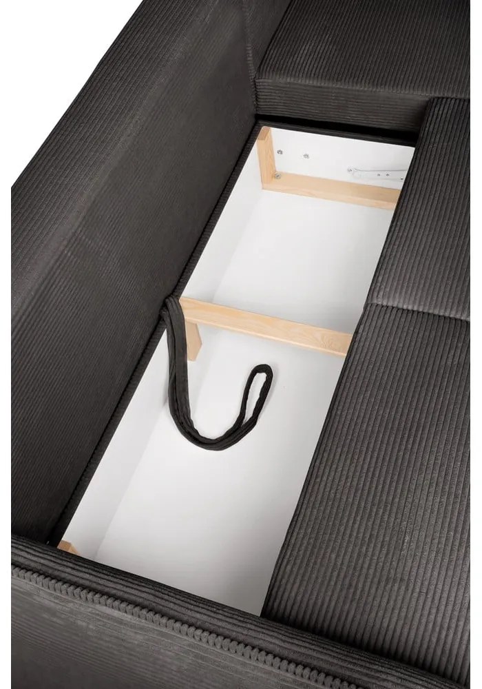 Colțar gri extensibil cu tapițerie din catifea reiată (cu colț pe partea dreaptă) Tori – Bonami Selection