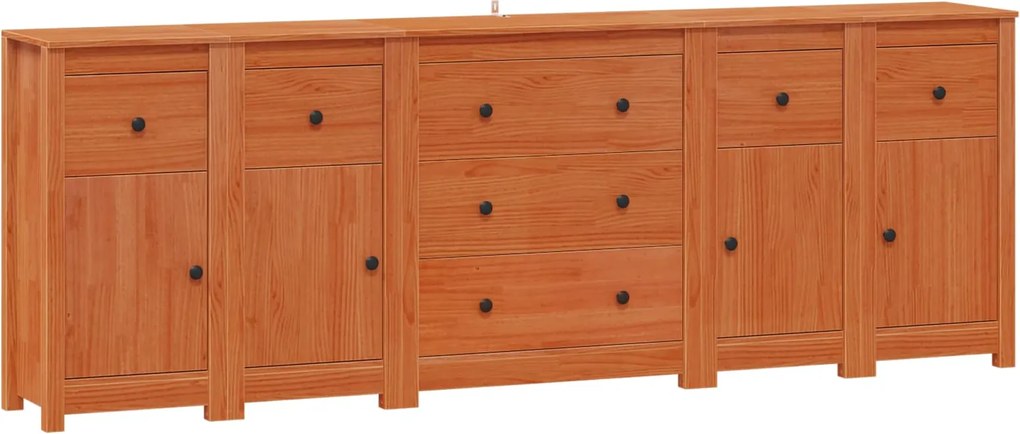 vidaXL Bufet cu sertar 5 pcs Maro Ceară Lemn masiv de pin